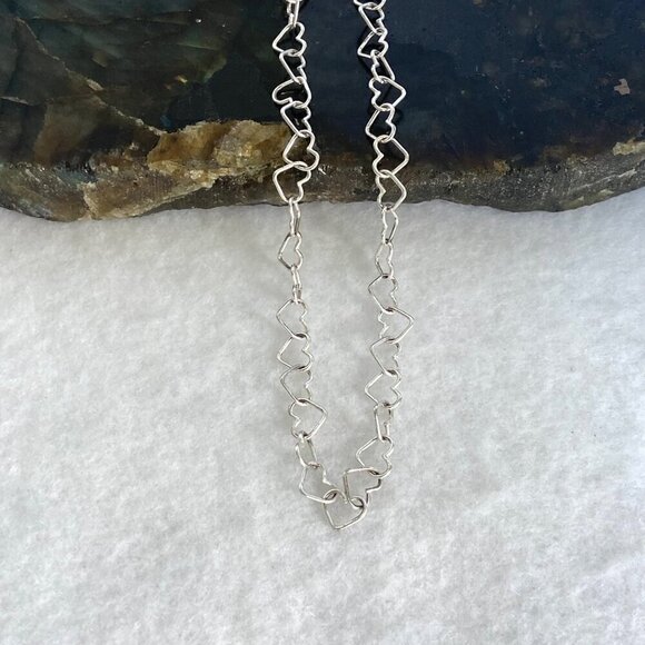 Sterling Silver 925 IBB Dainty 6MM Open Heart Link Chain Necklace 17.5" - Picture 13 of 16